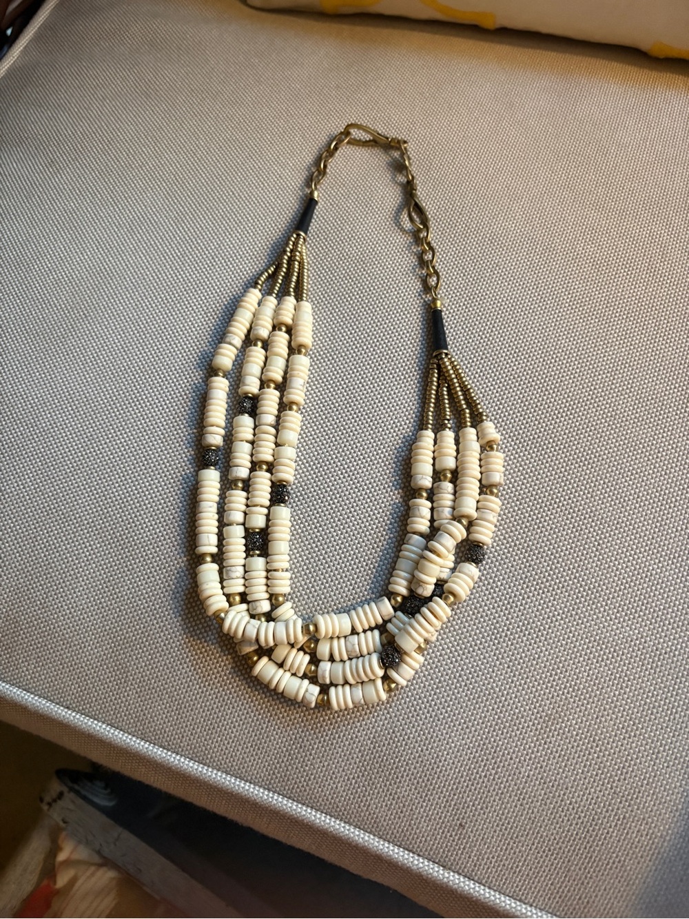 Multi-Strand Ivory Beaded Necklace - Unbranded